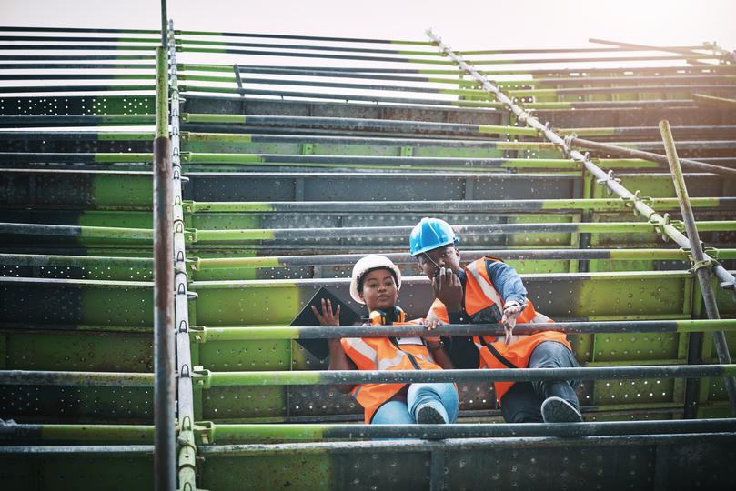 Commercial scaffolding on a high-rise building